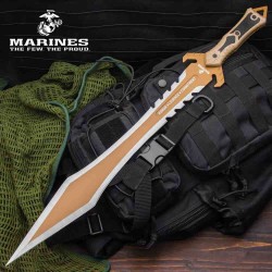 Epée Glaive USMC Desert Ops Sword Lame Acier AUS-6 Manche ABS Etui Nylon Honor Courage UC3507 - Livraison Gratuite