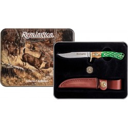 Couteau De Chasse Remington Whitetails Cutover Gift Tin Lame Acier 440 Manche Os Etui Cuir R15717 - Livraison Gratuite