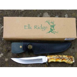Couteau Elk Ridge Skinner Lame Acier 3Cr13 Manche Abs Etui Cuir ER027 - Livraison Gratuite