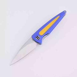 Couteau Shieldon Colibri Blue/Yellow Manche G10 Lame Acier 154CM IKBS Linerlock Clip SHIMT01A - Livraison Gratuite