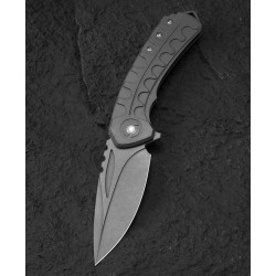 BTKT2203A Bestech Buwaya Gray SW Titanium Handle M390 Drop Point Blade Framelock Clip - Livraison Gratuite