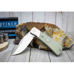 Couteau Finch FLINT Jade Manche G10 Lame CLip Point Acier 154CM IKBS Framelock Clip FKCFT003 - Livraison Gratuite