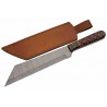 Couteau Damas Viking Seax Lame 256 Couches Manche Bois Red Etui Cuir DM1368RD - Livraison Gratuite