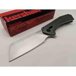 Couteau Kershaw Static KVT Manche Acier Lame Cleaver Acier 8Cr13MoV Framelock Clip KS3445 - Livraison Gratuite