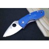 Couteau Spyderco Ambitious Blue Lame Acier S35VN Serrated Manche FRN Linerlock Clip SC148SBL - Livraison Gratuite