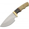 Couteau De Chasse Skinner Manche Buffalo Bone Lame Acier Inox Etui Cuir PA203452BO - Livraison Gratuite