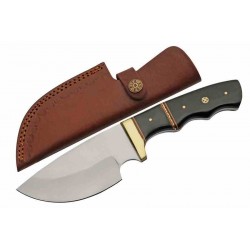 Couteau De Chasse Skinner Manche Résine Lame Acier Inox Etui Cuir PA203452HN - Livraison Gratuite