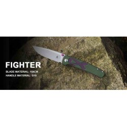 Couteau Kizer Fighter Green 154CM Clip Point Manche Cancer G10 IKBS Linerlock Clip KIV3633C1 - Livraison Gratuite