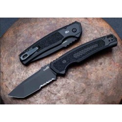 Couteau Kershaw Auto Launch 16 Tanto Lame Acier CPM-M4 Combo Manche Aluminum Button Lock USA KS7105 - Livraison Gratuite