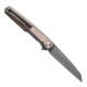 Couteau Kansept Arcus Bronze Manche Titane/Micarta Lame Acier Damas IKBS Framelock Clip K1046D1 - Livraison Gratuite