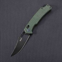 Couteau SRM Knives 9203 MG2 Ambi Lock OD Green Lame Acier 10Cr15CoMoV Manche Micarta Clip SRM9203MG2 - Livraison Gratuite