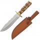 Couteau De Chasse Diamond Bone Hunter Lame Acier Inox Manche Os Etui Cuir PA203468 - Livraison Gratuite