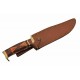 Couteau De Chasse Western Sun Hunter Lame Acier Inox Manche Os Etui Cuir PA203464 - Livaison Gratuite