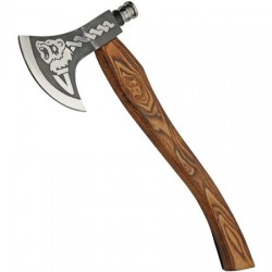 Hache Tomahawk Grizzly Hammer Lame Acier Inox Manche Bois Etui Cuir PA882456 - Livraison Gratuite