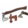 Hache Tomahawk Grooved Lame Acier Inox Manche Bois Etui Cuir PA882463 - Livraison Gratuite