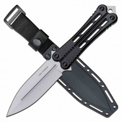Couteau Papillon Fixe Black Lame Acier 3Cr13 Manche Aluminium Etui Plastique TFFIX023BK - Livraison Gratuite