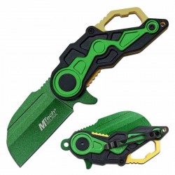 Lot of 3 Couteau Mtech Cleaver Green A/O Lame Acier 3Cr13 Manche ABS Linerlock Clip MTA1199BGN - Livraison Gratuite