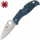 Couteau Spyderco LeafJumper Blue K390 Serrated Manche FRN Lockback Clip Japan SC262SBLK390 - Livraison Gratuite