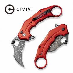 Couteau CIVIVI Knives Incisor II Red Karambit Lame Acier Damas Manche Aluminum IKBS Clip C16016BDS1 - Livraison Gratuite