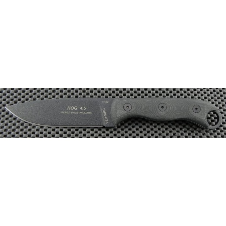 Couteau de Survie TOPS HOG 4.5 Acier Carbon 1095 Manche Micarta Etui Nylon Made In USA TPHOG45 - Livraison Gratuite