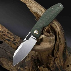 Couteau CJRB Ekko Green Lame Sheepsfoot Acier AR-RPM9 Manche Micarta IKBS LinerLock Clip J1929MGN - Livraison Gratuite