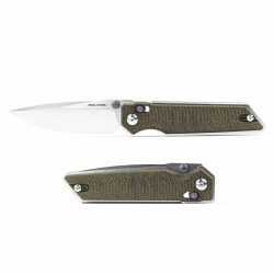 Couteau Real Steel Sacra Green Lame Acier K110 Stonewash Manche Micarta Slider Clip RS7711G - Livraison Gratuite