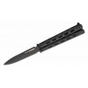 Couteau BLACKHAWK! Dark Angel Butterfly Lame Acier D2 Black Spear Point Manche Acier USA BH15B100 - Livraison Gratuite