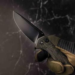 Couteau Tekto F3 Charlie Damascus Manche G10 Lame Acier D2 Black Clip Button Lock USA TKTF3GMXBK1 - Livraison Gratuite