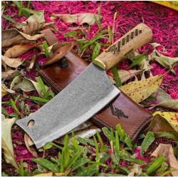 Couperet Condor Norse Dragon Cleaver Lame Acier Carbone 1075 Manche Bois Etui Cuir El Salvador CTK103374HC - Livraison Gratuite