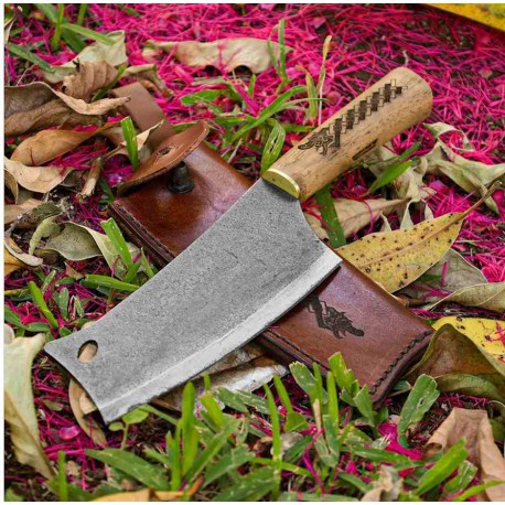 Couperet Condor Norse Dragon Cleaver Lame Acier Carbone 1075 Manche Bois Etui Cuir El Salvador CTK103374HC - Livraison Gratuite