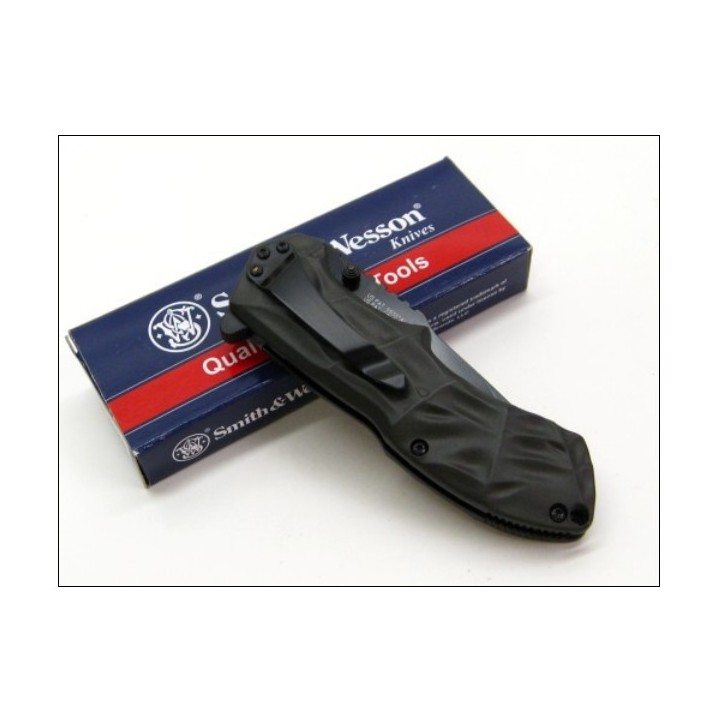 Couteau Automatique Smith&Wesson Tanto Black Ops Linerlock Acier 4034 SWBLOP3T - Livraison Gratuite