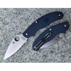 Couteau Spyderco UK Penknife Lame Acier CPM-SPY27 Manche Blue FRN Slipjoint Clip Made USA SC94PCBL - Livraison Gratuite