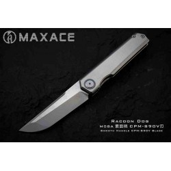 Couteau Maxace Raccoon Dog CPM S90V Blade Smooth Titanium Handle Framelock Clip MAXM08A - Livraison Gratuite