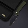 Couteau CJRB Pyrite Wharncliffe Od Green Lame Acier AR-RPM9 Black Manche G10 Button Lock IKBS J1925ABGN - Livraison Gratuite