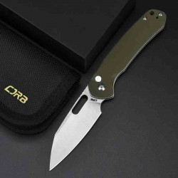 Couteau CJRB Pyrite Wharncliffe Od Green Lame Acier AR-RPM9 SW Manche G10 Button Lock IKBS Clip J1925AGN - Livraison Gratuite