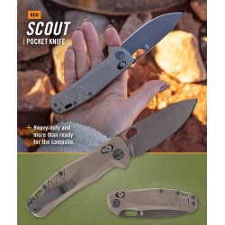 Couteau Gerber Scout Tan Lame Acier 440A Black Drop Point Manche Micarta Crossbar Clip G1064582 - Livraison Gratuite