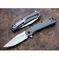 Couteau Kershaw Align A/O Lame Clip Point Acier 8Cr13MoV Manche Acier Gray Frame Lock Clip KS1405 - Livraison Gratuite