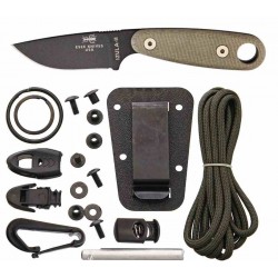 Couteau ESEE Izula II Survival Lame Acier Carbone 1095 Manche Micarta Etui Kydex Kit Survie USA ESIZ2TGK - Livraison Gratuite