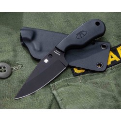 Couteau Spyderco Subway Bowie Lame Acier LC200N Black Manche FRN Etui Boltaron Made Japan SCFB48PBBK - Livraison Gratuite