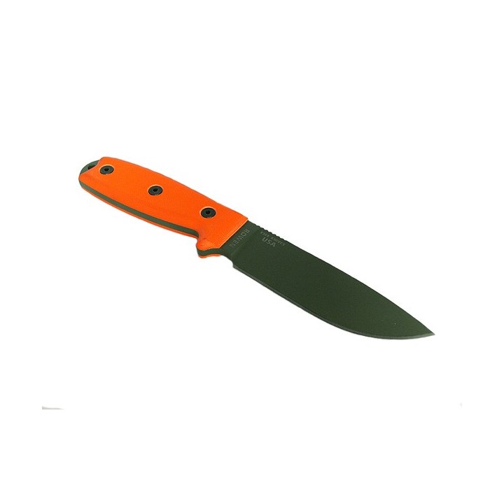 Couteau de Survie Esee Model 4 Plain Edge Manche Orange G-10 Acier 1095 Made In USA ES4PMBOD - Livraison Gratuite