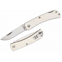 Couteau Bear & Son Small Farmhand White Smooth Bone Lame Acier Carbone Lockback USA BCWSB37L - Livraison Gratuite