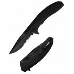 Couteau Bear & Son Sideliner Black Manche Zytel Lame Acier 440 Black Combo Linerlock Clip USA BC61130 - Livraison Gratuite