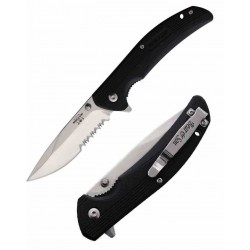 Couteau Bear & Son Sideliner Black Manche Zytel Lame Acier 440 Satin Serr Linerlock Clip USA BC778SR - Livraison Gratuite