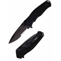 Couteau Bear & Son Sideliner Black Manche Zytel Lame Acier 440 Black Combo Linerlock Clip USA BC61129 - Livraison Gratuite