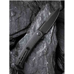 Couteau Civivi Caetus Black Burlap Lame Acier 14C28N Black Manche Micarta IKBS Linerlock Clip CIVC21025C2 - Livraison Gratuite