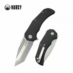 Couteau Kubey Bravo One Black Manche G10 Lame Acier AUS-10 Bead Blast IKBS Linelock Clip KUB318A - Livraison Gratuite