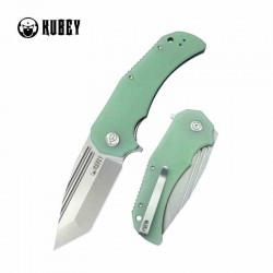 Couteau Kubey Bravo One Jade Manche G10 Lame Acier AUS-10 Bead Blast IKBS Linelock Clip KUB318D - Livraison Gratuite