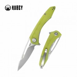 Couteau Kubey Merced Yellow Manche G10 Lame Acier AUS-10 Bead Blast IKBS Linelock Clip KUB345H - Livraison Gratuite