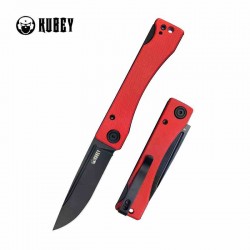 Couteau Kubey Akino Red Manche G10 Lame Acier Sandvik 14C28N Blackwash IKBS Linelock Clip KUB2102C - Livraison Gratuite