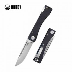 Couteau Kubey Akino Black Manche G10 Lame Acier Sandvik 14C28N Bead Blasted IKBS Linelock Clip KUB2102A - Livraison Gratuite